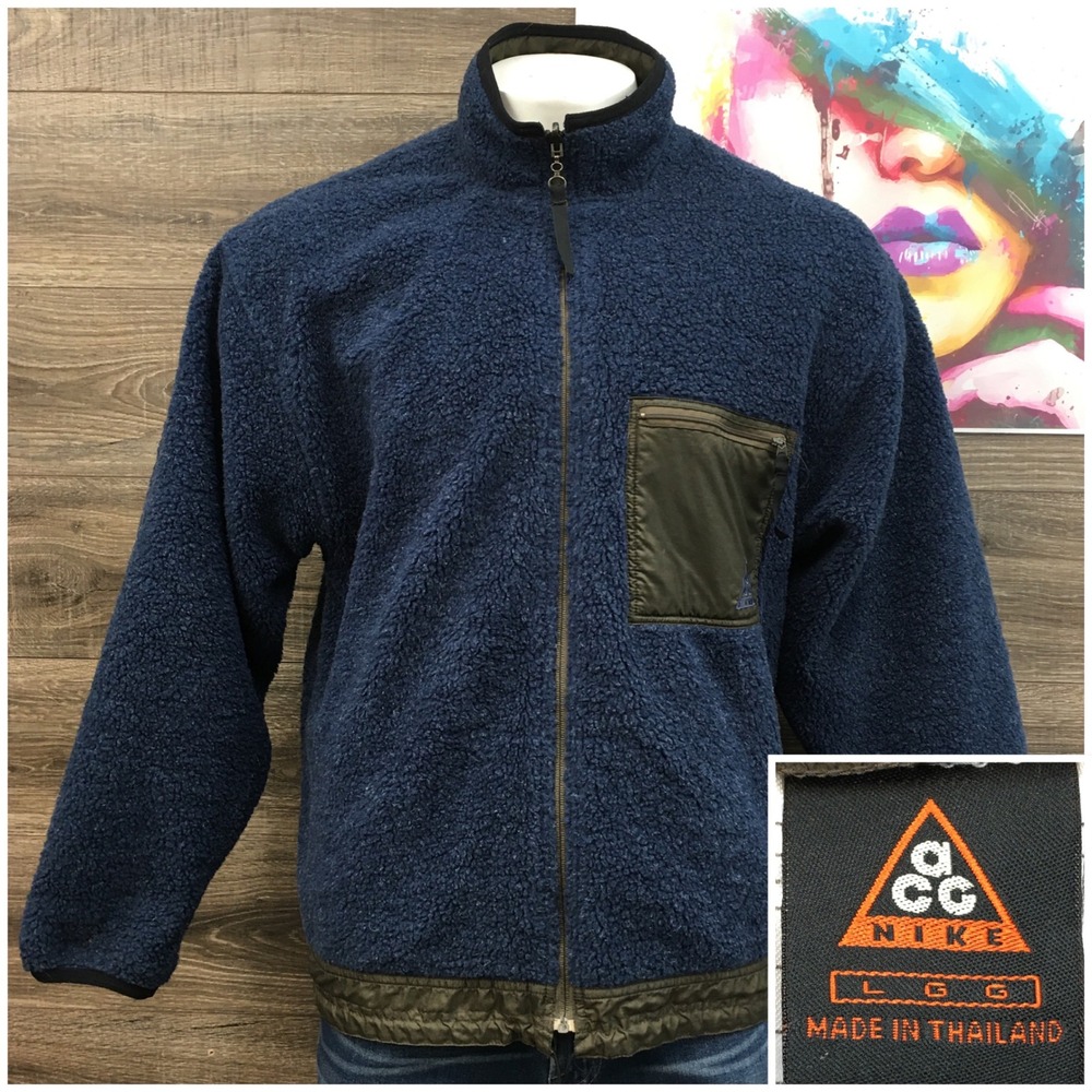 Vintage Nike ACG‎ Reversible Sherpa Fleece Jacket Deep Pile Mens Large